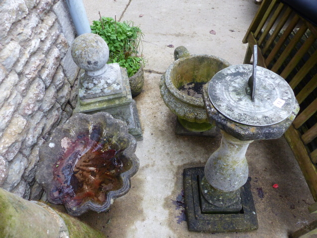 A SUNDIAL, GARDEN PLANTERS,ETC.