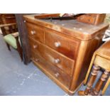 A VICTORIAN DRESSING CHEST AND A MIRROR FRAME.