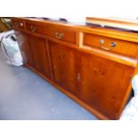 A YEW WOOD SMALL SIDEBOARD.