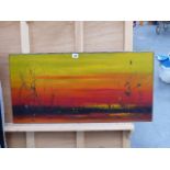 AN ABSTRACT OIL PAINTING ON CANVAS.