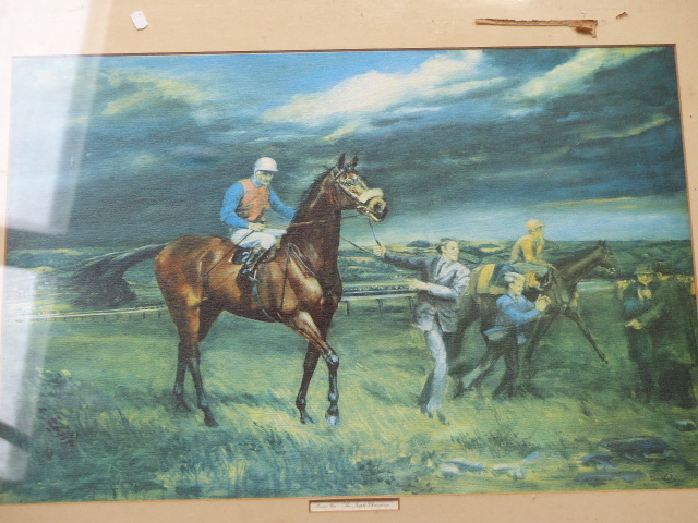 A LARGE SPORTING PRINT OF RACE HORSE PERSIAN WAR.