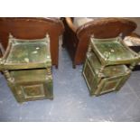 A PAIR OF EASTERN STYLE END TABLES.