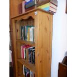 A SMALL PINE BOOKCASE.