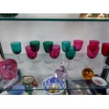 A SELECTION OF VINATAGE GLASSWARE AND PAPERWEIGHT.
