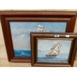 TWO OIL PAINTINGS SAILING SHIPS.