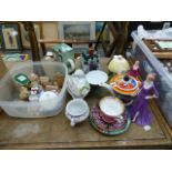 FOUR LEONARDO FIGURINES, VARIOUS CHINAWARE,ETC.