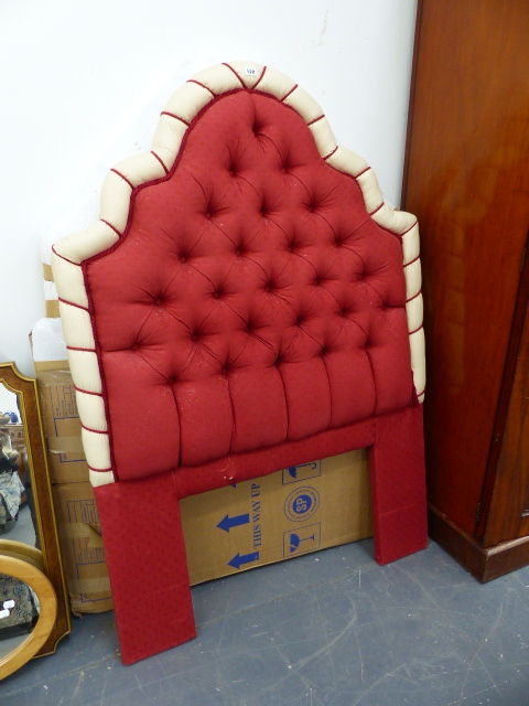 A PAIR OF BUTTON UPHOLSTERED HEADBOARDS.