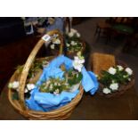 VARIOUS FLOWER BASKETS.