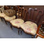 A SET OF VICTORIAN DINING CHAIRS.