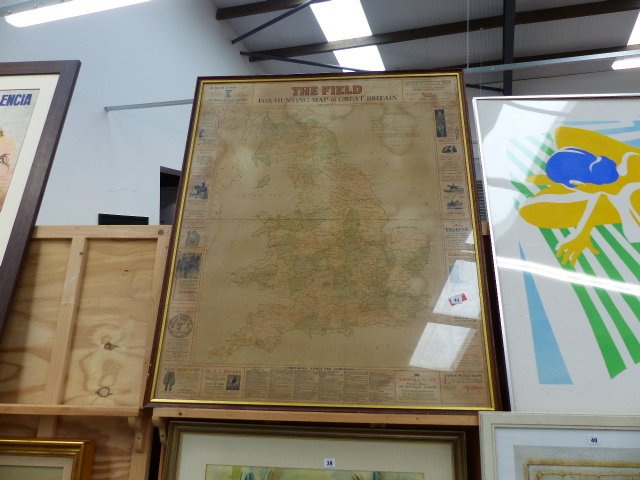 A FRAMED THE FIELD FOXHUNTING MAP OF GREAT BRITAIN.