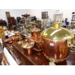 A GOOD COLLECTION OF VICTORIAN AND LATER COPPER AND BRASSWARES.