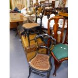 A PAIR OF VICTORIAN BEDROOM CHAIRS.