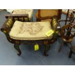 A PAIR OF FLORAL DECORATED STOOLS.