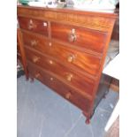 A VICTORIAN MAHOGANY CHEST OF DRAWERS.