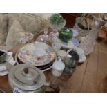 A PEWTER TEASET, VICTORIAN AND OTHER CHINAWARE,ETC.