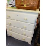 A PAINTED PINE CHEST OF DRAWERS.