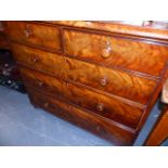 A VICTORIAN MAHOGANY CHEST OF DRAWERS.