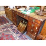 A VICTORIAN MAHOGANY PEDESTAL DESK.