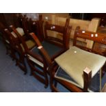 A SET OF EIGHT REGENCY STYLE DINING CHAIRS.
