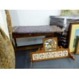 A VICTORIAN MARBLE TOP WASHSTAND WITH TILE BACK.