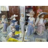 TEN VARIOUS LLADRO FIGURINES.