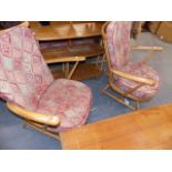 A PAIR OF ERCOL ARMCHAIRS.