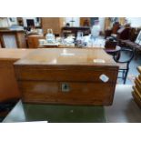 AN UNUSUAL VICTORIAN DRESSING CASE WITH EGLOMISE PANEL.