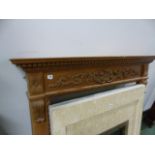 A GEORGIAN STYLE PINE FIRE SURROUND WITH MARBLE INSERT.