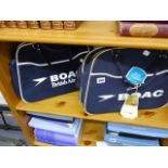 THREE BOAC FLIGHT BAGS.