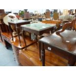 FOUR OCCASIONAL TABLES AND A LARGE TABLE LAMP.