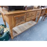 A VICTORIAN PINE POTBOARD DRESSER.