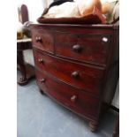 A VICTORIAN MAHOGANY CHEST OF DRAWERS.