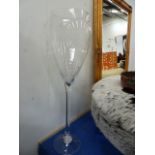 AN IMPRESSIVE PAIR OF OVERSIZED WINE GLASSES.