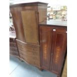 AN INLAID MAHOGANY CABINET AND A GEORGIAN STYLE COCKTAIL CABINET.