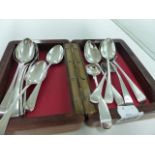 A SET OF HALLMARKED SILVER TEASPOONS.