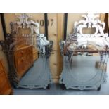 A PAIR OF GOOD QUALITY LARGE VENETIAN STYLE WALL MIRRORS.