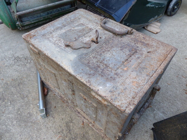 A VICTORIAN CAST IRON SAFE.