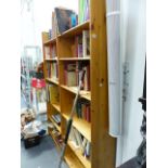 A PAIR OF PINE BOOKCASES.