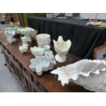 VARIOUS WHITE PORCELAIN VASES,ETC.