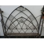 A GOOD QUALITY VICTORIAN STYLE GOTHIC REVIVAL DOUBLE BED FRAME.
