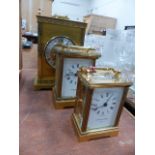 A MAPPIN & WEBB CARRIAGE CLOCK AND TWO OTHERS.