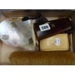 A TREEN ETUI CASE, HORN SPOON AND OTHER COLLECTABLES.