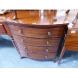 A 19th.C.SMALL BOW FRONT CHEST OF DRAWERS.