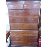 A GEO.III.MAHOGANY CHEST ON CHEST.