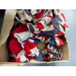 A BOX OF FLAGS AND BUNTING.