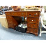 A VICTORIAN MAHOGANY TWIN PEDESTAL DESK.