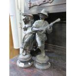 A PAIR OF SPELTER FIGURES.
