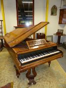AN EARLY 19th.C.BURR WALNUT GRAND PIANO BY ROBERT WORNUM & SONS.