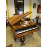 AN EARLY 19th.C.BURR WALNUT GRAND PIANO BY ROBERT WORNUM & SONS.