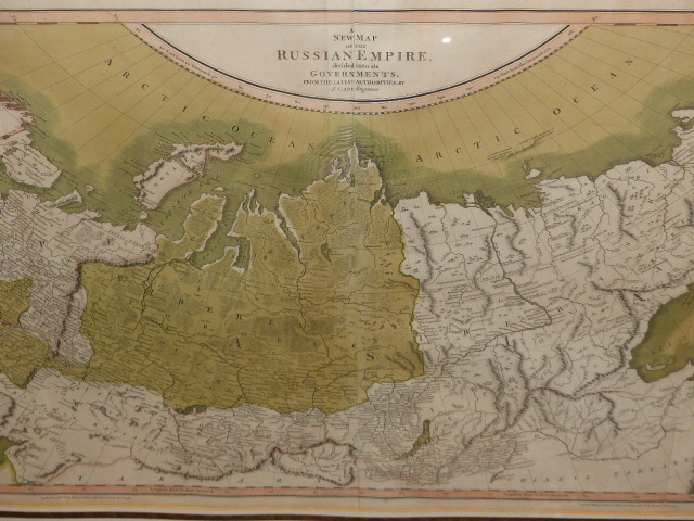MAP: JOHN CAREY, 1799, A NEW MAP OF THE RUSSIAN EMPIRE, HAND COLOURED AND FRAMED AND GLAZED. 49 x
